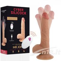 Besisukantis ir judantis dildo „Mr John“ su nuotolinio valdymo pulteliu (23,88x4,3 cm)