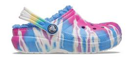 Crocs™ Classic Lined Tie Dye Graphic Clog Kid's Powder Blue/Multi 33,5
