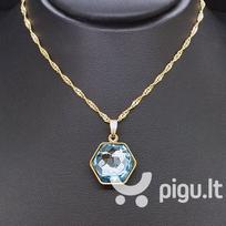 Kaklo papuošalas moterims DiamondSky Fantasy Aquamarine Blue su Swarovski kristalais