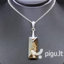 Sidabrinis kaklo papuošalas moterims DiamondSky Growing Crystal II Golden Shadow su Swarovski kristalais
