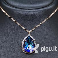 Kaklo papuošalas moterims DiamondSky Celestial Drop III (Bermuda Blue) su Swarovski kristalais