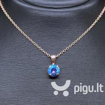 Kaklo papuošalas moterims DiamondSky Juno Light Sapphire Shimmer su Swarovski kristalais