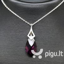 Sidabrinis kaklo papuošalas moterims DiamondSky „Baroque (Amethyst Light Chrome)“ su Swarovski kristalais