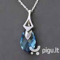 Sidabrinis kaklo papuošalas moterims DiamondSky „Baroque II (Aquamarine Light Chrome)“ su Swarovski kristalais