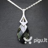 Sidabrinis kaklo papuošalas moterims DiamondSky „Baroque II (Black Diamond Light Chrome)“ su Swarovski kristalais
