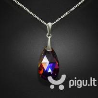 Sidabrinis kaklo papuošalas moterims DiamondSky „Baroque (Volcano)“ su Swarovski kristalais