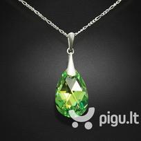 Sidabrinis kaklo papuošalas moterims DiamondSky „Baroque (Peridot AB)“ su Swarovski kristalais