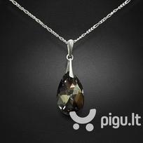 Sidabrinis kaklo papuošalas moterims DiamondSky „Baroque (Silver Night)“ su Swarovski kristalais