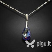 Sidabrinis kaklo papuošalas moterims DiamondSky „Baroque (Tanzanite AB)“ su Swarovski kristalais