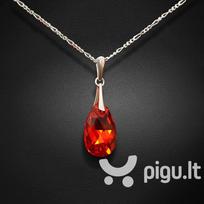 Sidabrinis kaklo papuošalas moterims DiamondSky „Baroque (Light Siam AB)“ su Swarovski kristalais