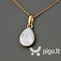 Kaklo papuošalas moterims DiamondSky „Crystal Drop (White Opal)“ su Swarovski kristalais