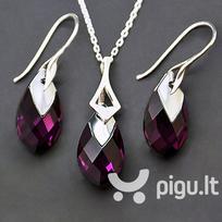 Sidabrinis papuošalų rinkinys moterims DiamondSky Baroque II Amethyst Light Chrome su Swarovski kristalais