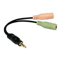 2x 3.5 mm - Laidas Logilink 4-pin Stereo, juoda/žalia/oranžinė, 0.15 m - 1 nuotrauka