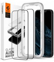 Juodas apsauginis grūdintas stiklas Apple iPhone 13 / 13 Pro telefonui "Spigen AlignMaster Glas tR 2-Pack"