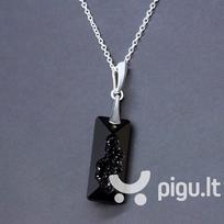 Sidabrinis kaklo papuošalas moterims DiamondSky Growing Crystal II Jet su Swarovski kristalais