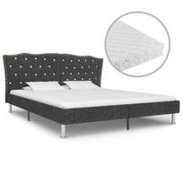 Lova VLX With Mattress 277182, tamsiai pilka, 208x178 cm, su čiužiniu, su grotelėmis