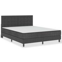 Lova VLX Fabric 3054713, tamsiai pilka, 201x160.5 cm, su čiužiniu, su grotelėmis