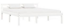 Lova VLX Bed Frame White Solid Pine Wood 283187, balta, 206x146 cm