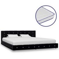 Lova VLX Velvet 278126, juoda, 214.5x194 cm, su čiužiniu, su grotelėmis