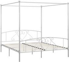Lova VLX Metal 284431, balta, 209x187.5 cm, su grotelėmis