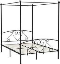 Lova VLX Metal 284436, juoda, 209x147.5 cm, su grotelėmis