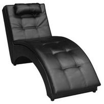Fotelis VLX Chaise Longue, juodas, 150 cm x 55 cm x 72 cm