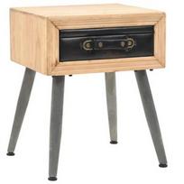 Naktinis staliukas VLX Solid Fir Wood 245775, juodas/pilkas/šviesiai ruda, 38x43x50 cm