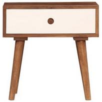 Naktinis staliukas VLX Solid Sheesham Wood 246263, rudas/baltas, 30x45x45 cm