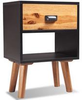 Naktinis staliukas VLX Solid Acacia Wood 243176, rudas/juodas, 30x40x58 cm