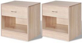 Naktinis staliukas VLX With Drawer 242546, ąžuolo, 36.5x30.5x38 cm