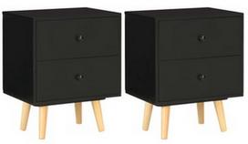 Naktinis staliukas VLX Bedside Cabinets Set 285225, juodas, 30x40x50 cm