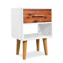 Naktinis staliukas VLX Bedside Cabinet 245739, rudas/baltas, 30x40x45 cm