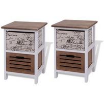 Naktinis staliukas VLX Paulownia Wood 242883, rudas/baltas, 30x28x46 cm