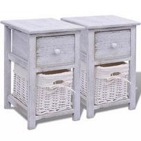 Naktinis staliukas VLX Paulownia Wood 242867, baltas, 28x31x45 cm