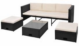 Lauko baldų komplektas VLX 4 Piece 43104, juodas, 5 vietų
