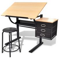 Stalas reguliuojamo aukščio VLX Tiltable Drawing Table 20088, rudas/juodas