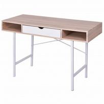 Kompiuterio staliukas VLX Desk With Drawer, baltas/ąžuolo