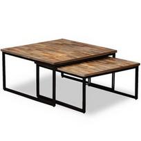 Kavos staliukas VLX 2 Piece Set 245406, juodas/įvairių spalvų, 750 mm x 750 mm x 390 mm