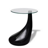 Kavos staliukas VLX With Round Glass Top 240321, skaidrus/juodas, 420 mm x 420 mm x 550 mm