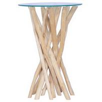 Kavos staliukas VLX Solid Teak Wood 288813, skaidrus/šviesiai ruda, 350 mm x 350 mm x 500 mm