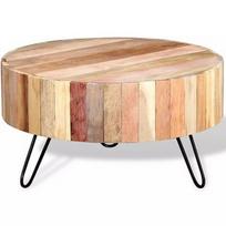 Kavos staliukas VLX Solid Reclaimed Wood 244237, kreminės spalvos, 700 mm x 700 mm x 380 mm