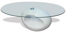 Kavos staliukas VLX Oval Coffee Table, skaidrus/baltas, 1150 mm x 650 mm x 400 mm