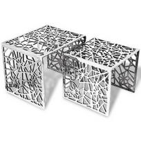 Kavos staliukas VLX Two Piece Square 243508, sidabro, 490 mm x 390 mm x 400 mm