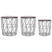 Kavos staliukas VLX 3 Piece Set 287645, juodas, 390 mm x 390 mm x 400 mm