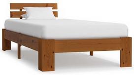 Lova VLX Solid Pine Wood 283179, ruda, 213x105 cm, su grotelėmis
