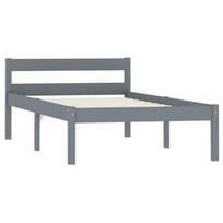 Lova VLX Solid Pine Wood 283197, pilka, 206x106 cm, su grotelėmis