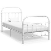 Lova VLX Metal 284493, balta, 213x111 cm, su grotelėmis