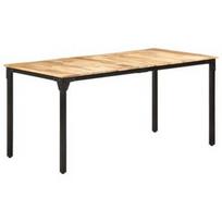 Valgomojo stalas VLX Rough Mango Wood 321974, rudas/juodas, 1600 mm x 800 mm x 760 mm