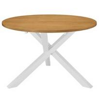 Valgomojo stalas VLX Dining Table, rudas/baltas, 1200 mm x 1200 mm x 750 mm