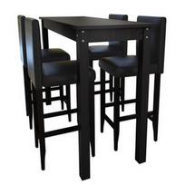 Baro stalas VLX With 4 Chairs 160725, juodas, 1150 mm x 550 mm x 1070 mm